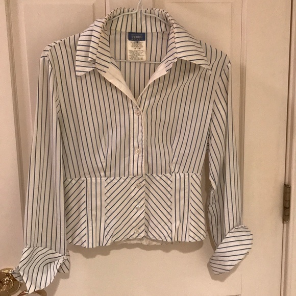 Gianfranco Ferre Tops - Gianfranco Ferre Jeans stripe blouse w/cuffs, S